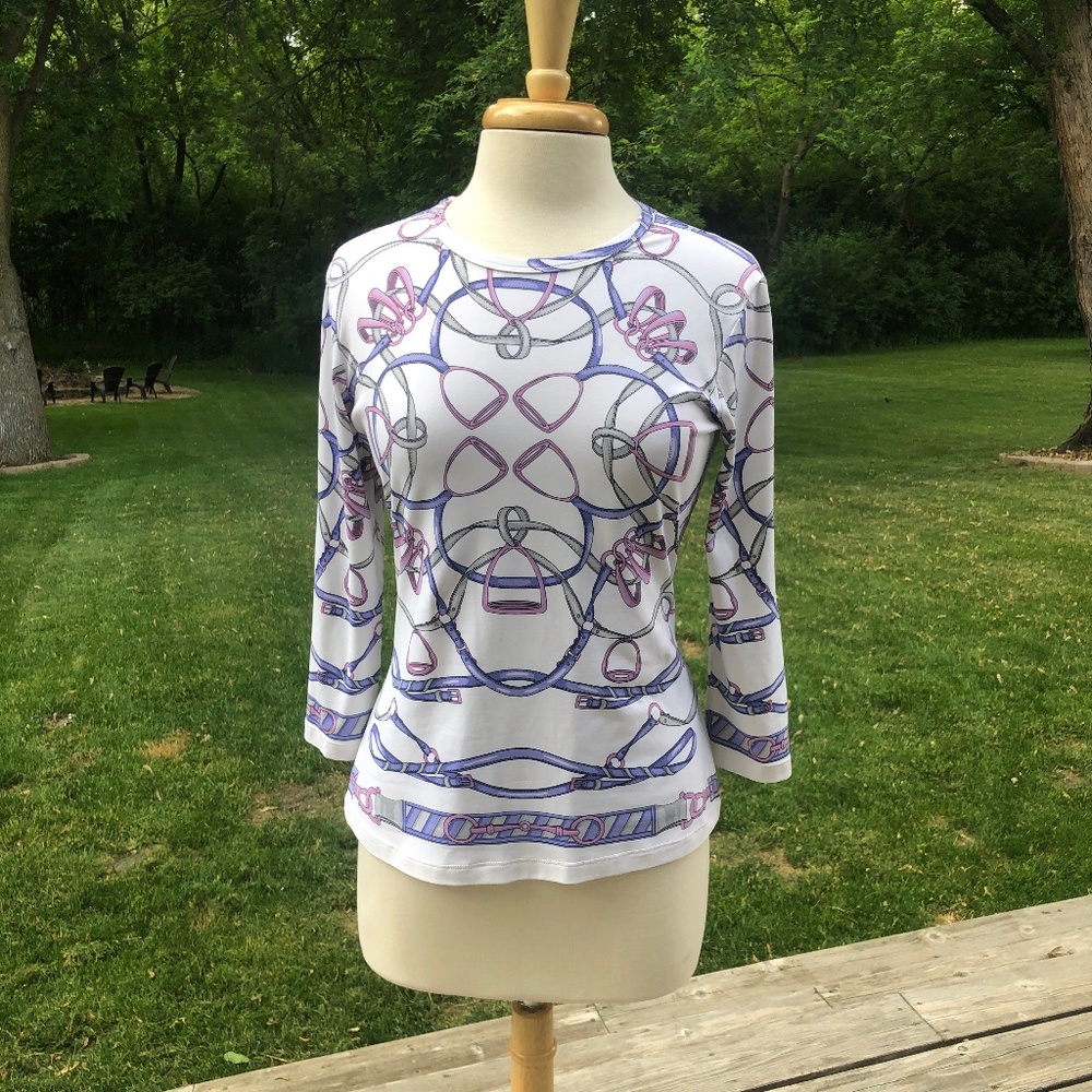 J McLaughlin Equestrian Signature Print Tee Size S